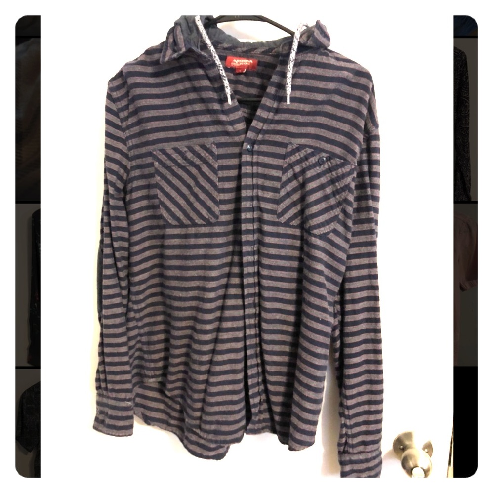 Button Flannel with Hood